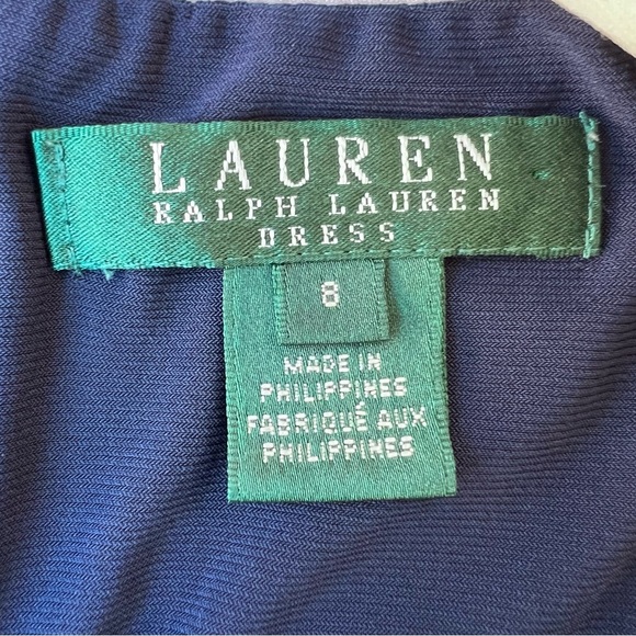 Ralph Lauren Navy and White Midi Dress Women’s Size 6 - Picture 7 of 8